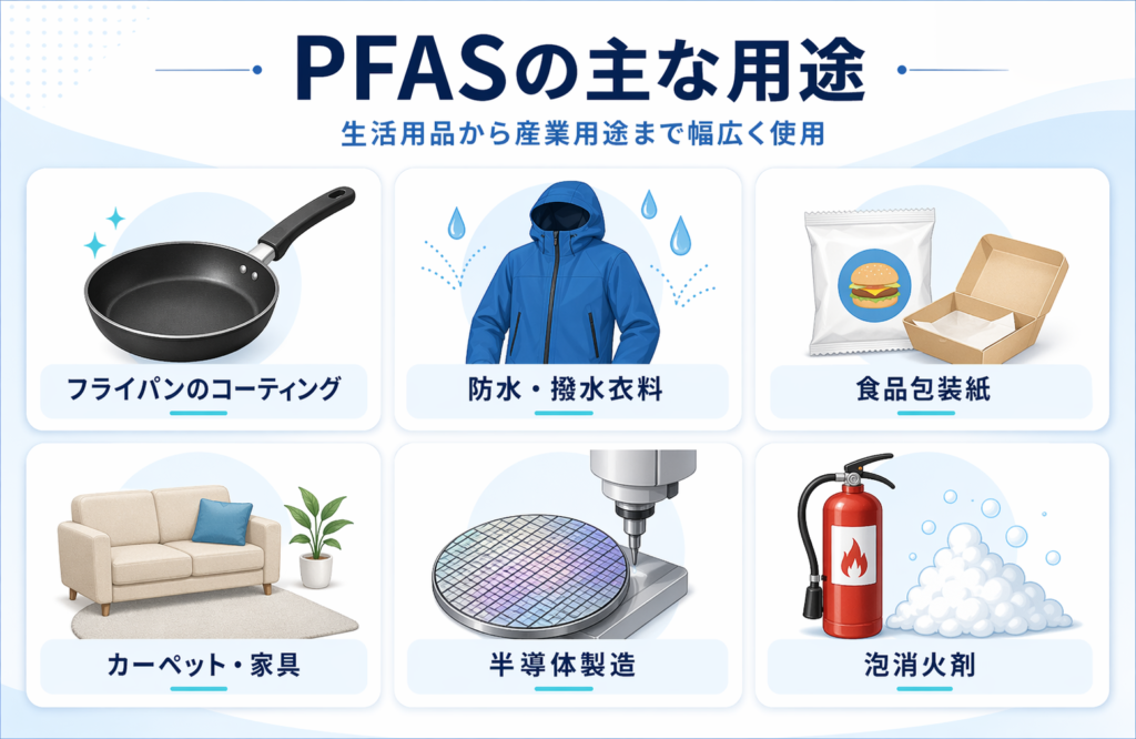 PFASの主な用途を示す図解