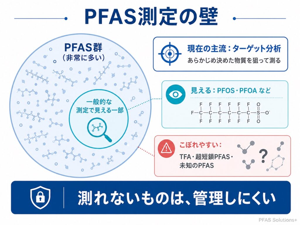 PFAS測定の壁「測れる物質は一部」
