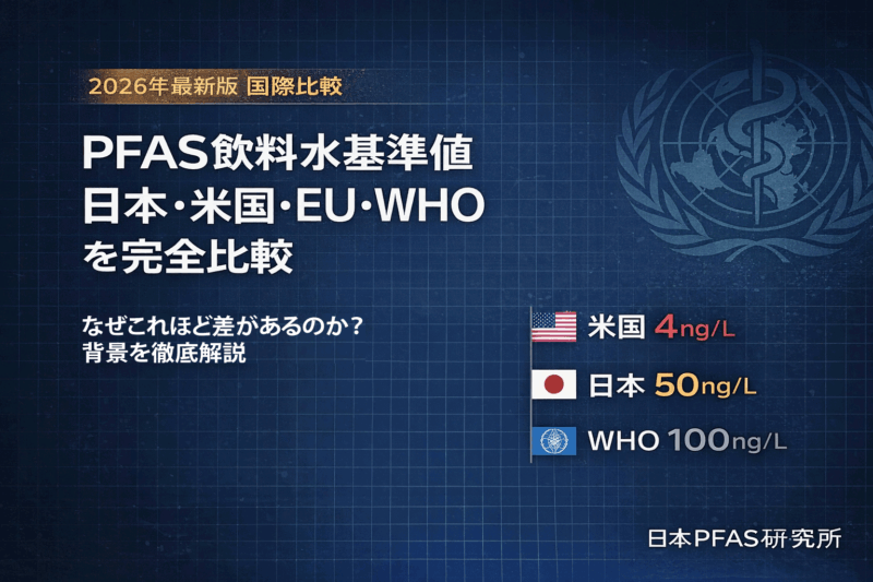 PFAS飲料水基準値の国際比較【2026年最新版】日本・米国・EU・WHO・各国を完全比較