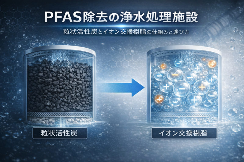 PFOS・PFOA対策の浄水処理施設｜粒状活性炭とイオン交換樹脂の仕組みと選び方