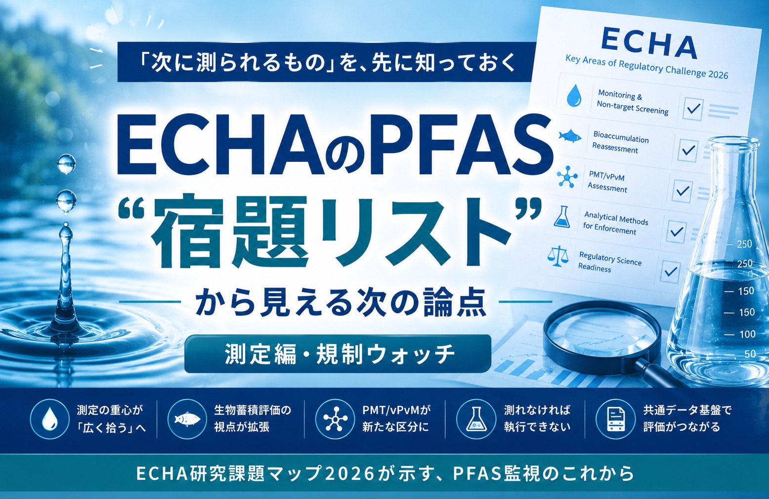 ECHA研究課題マップ2026 が示すPFAS監視の方向性|「次に測られるもの」を読む【測定編・規制ウォッチ】